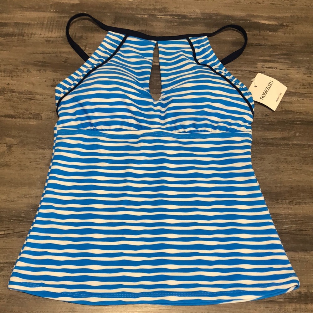 ROSEZUZU Women One Piece Swimsuit Top Piece Neck Cut-Out Lined Printed Size XS